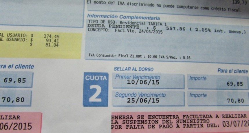Suba de la tarifa eléctrica: Regirá a partir de febrero y será del 38%