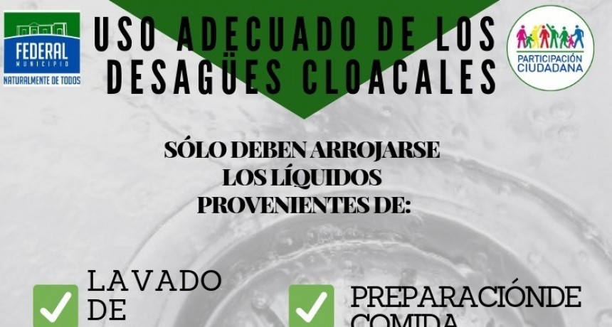 USO ADECUADO DE LOS DESAGÜES  CLOACALES DOMICILIARIOS 