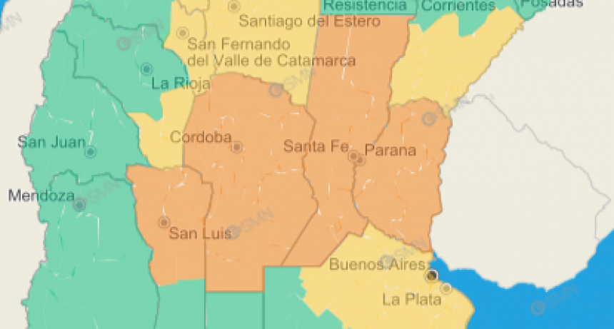 Se renovó el alerta naranja y rige en toda la provincia 