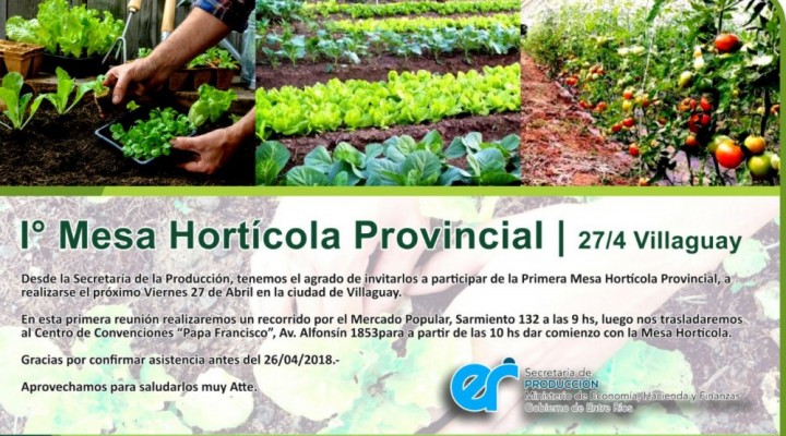 EL MUNICIPIO PARTICIPARÁ DE LA 1ª MESA HORTÍCOLA PROVINCIAL EN VILLAGUAY 