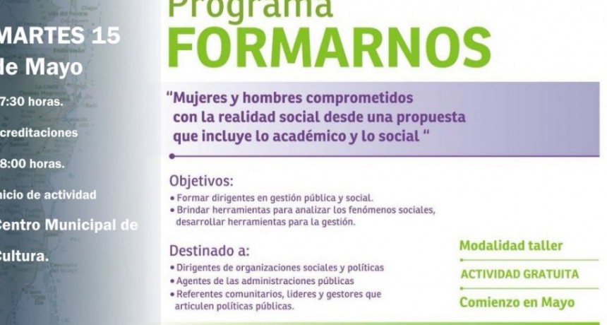 HOY ES EL TERCER ENCUENTRO DEL PROGRAMA “FORMARNOS” 