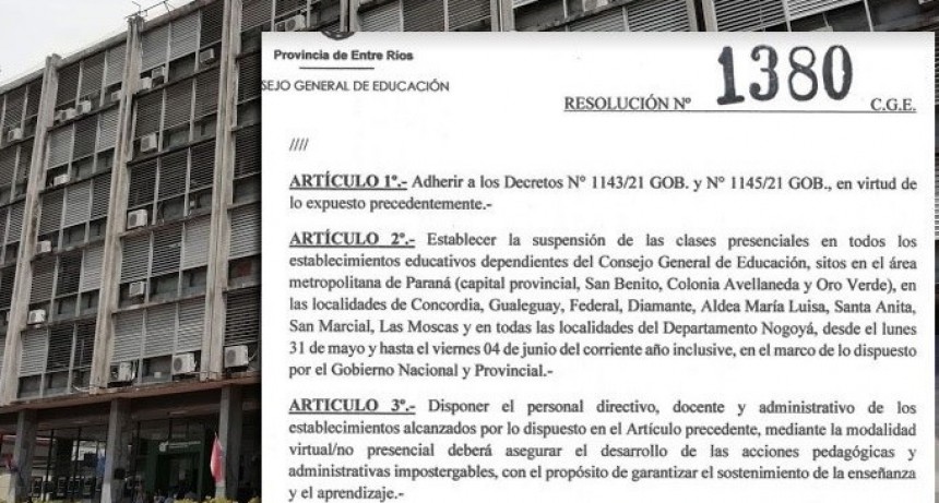 Clases presenciales: la suspensión abarca a 7 departamentos y que incluye Federal