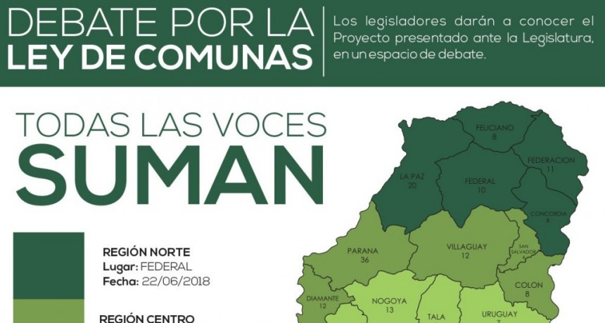 Federal es sede del debate por ley de Comunas en la Región Centro