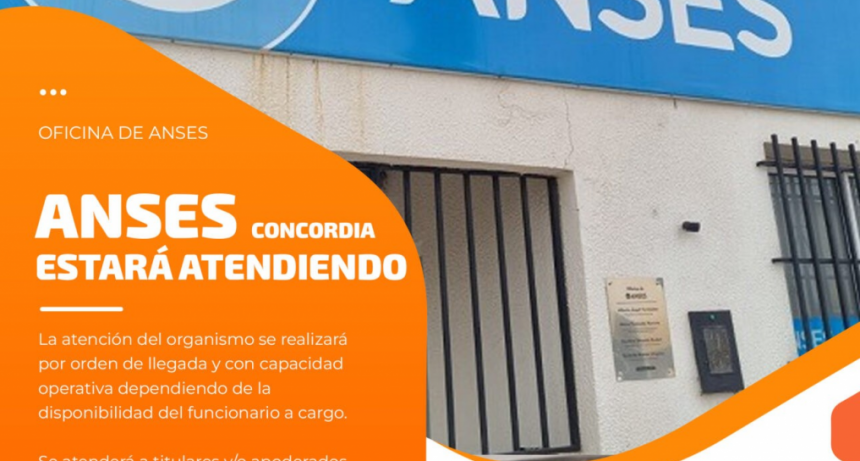 Martes 27 de Agosto, Anses Concordia estará atendiendo en la ciudad -SUSPENDIDO-