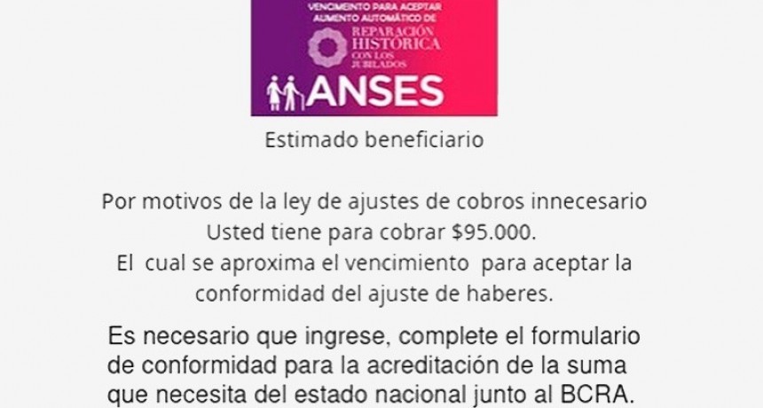 ANSES alerta por falsos correos con supuestos cobros pendientes