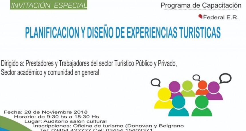 MAÑANA SE REALIZA EL SEMINARIO DENOMINADO “PLANIFICACIÓN Y DISEÑO DE EXPERIENCIAS TURÍSITICAS” 