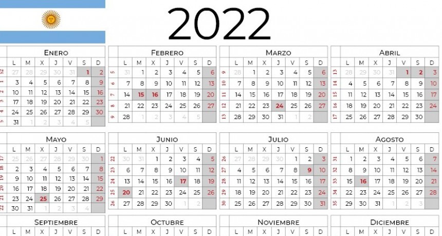Oficializaron los feriados de 2022: habrá cuatro fines de semanas extra largos
