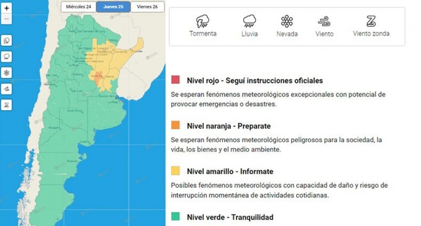 Alertan por tormentas en Entre Ríos y Santa Fe