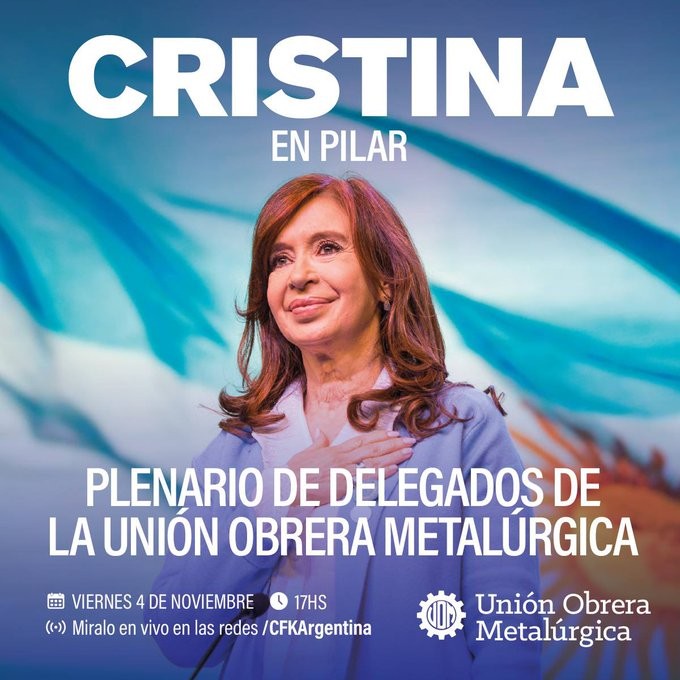 Es su primera aparición en una actividad masiva tras el atentado.   A qué hora habla Cristina Kirchner en el acto de la UOM en Pilar
