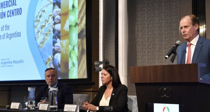 Bordet presentó a la Región Centro ante cámaras empresariales y se reunió con autoridades políticas de Singapur