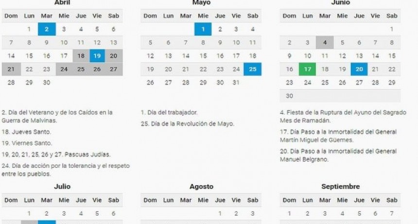    Información General  El 2019 tendrá 19 feriados y tres 