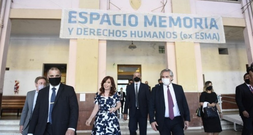 Alberto Fernández y Cristina Fernández de Kirchner encabezaron un acto en la ex-ESMA